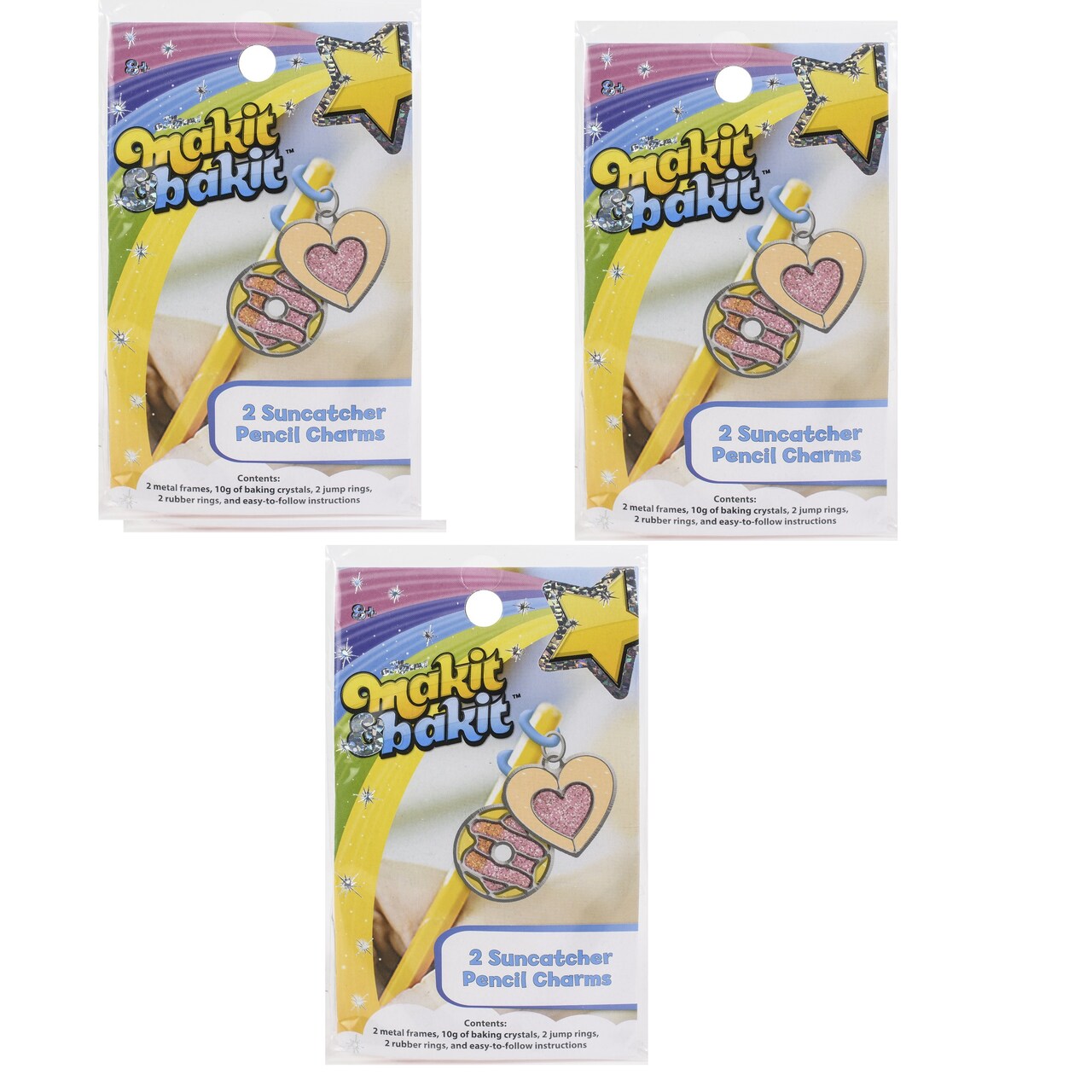 Multipack of 3 - Colorbok Makit & Bakit Suncatcher Kit-Pencil Charms 2/Pkg